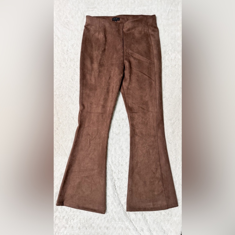 NWT- HUNTER & BROWN Faux Suede Brown Boot Cut Flare Pants